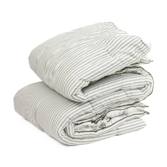 ENVOGUE HOLIDAY Green Toile And Bows Reversible Comforter Set - Picture 3 of 5